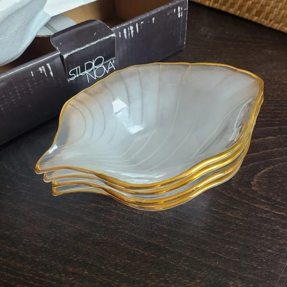 Studio Nova Set of 4 bowls with gold trim. ''Golden Leaf'' - Picture 4 of 6